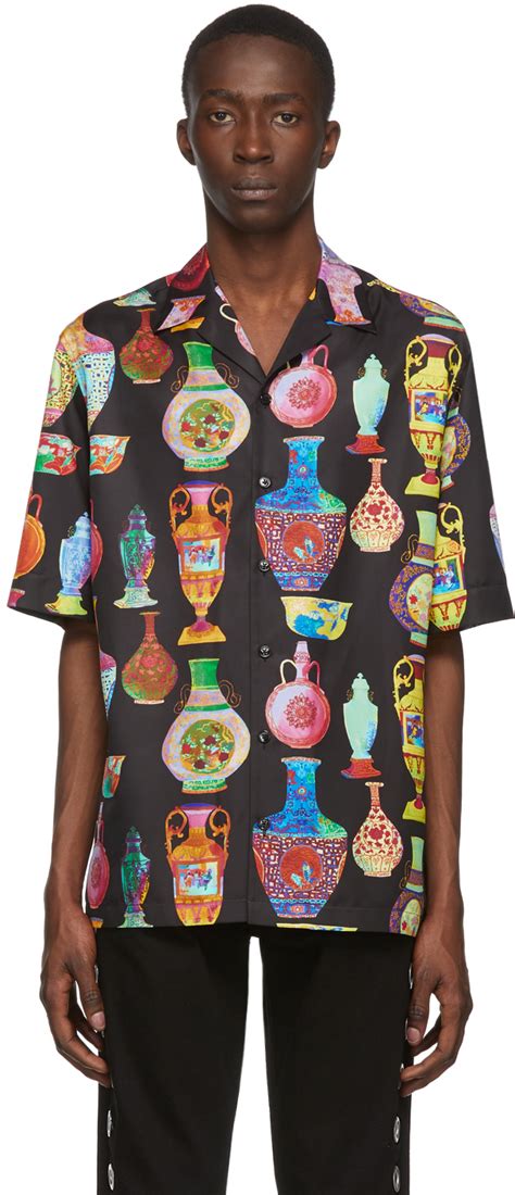 Versace: Black & Multicolor Seven Vessels Shirt 